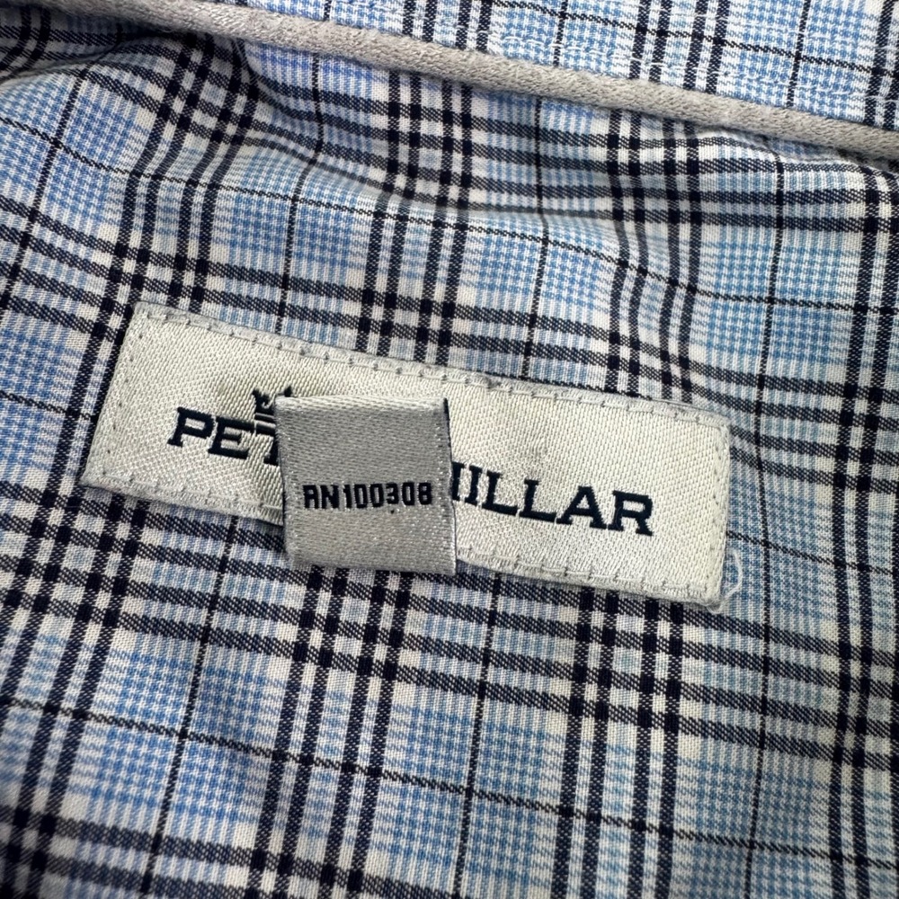 Peter Millar Button Down Shirt Men XXL Blue Grey Plaid Long Sleeve Good RN100308 - Picture 4 of 7